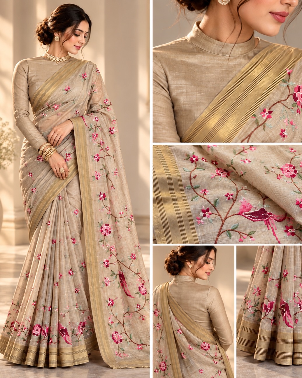 Heritage Emerald Green Chikankari Georgette